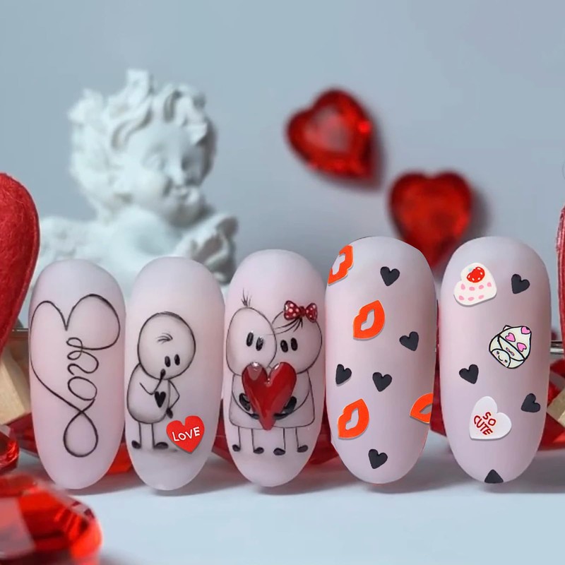 24 Grids Heart Nail Charm for Valentine's Day Nail Art,Soft