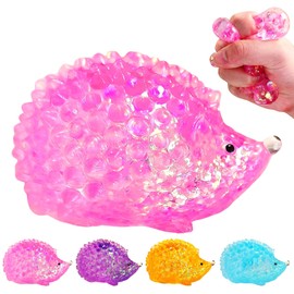 1Pcs Squishy Hedgehog Sugar Stress Balls Squeeze Toy for Kids, Slow Rise Squishy Hedgehog Sensory Fidget Toys, Glitter Sugar Squish Ball Easter Basket Stuffers (Pink)