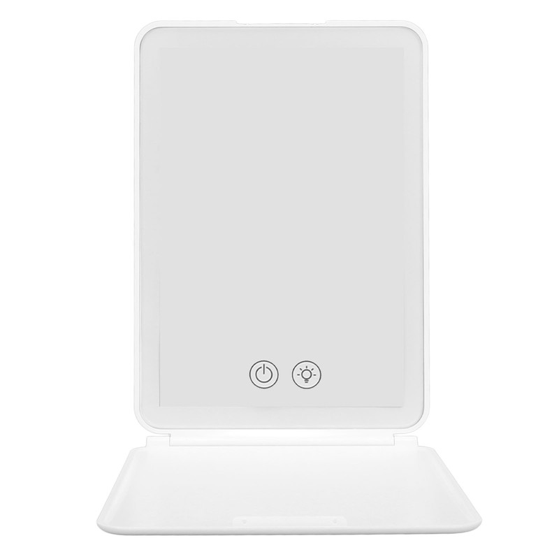 Lighted Makeup Mirror White Rechargeable ABS Housing Adjustable Brightness Portable