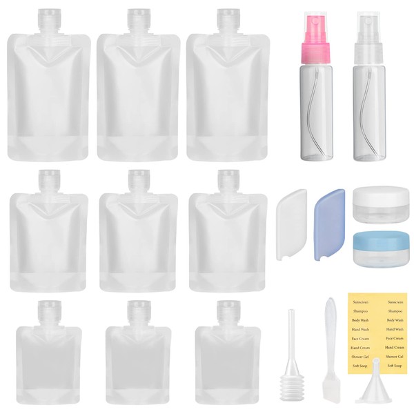 Travel Pouches for Toiletries 19 Pcs, Portable Travel Fluid Makeup