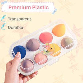 Kalevel Makeup Blender Sponge Holder Container Sponge Case Organizer Plastic Storage Box Cosmetic Tool 4 Holes