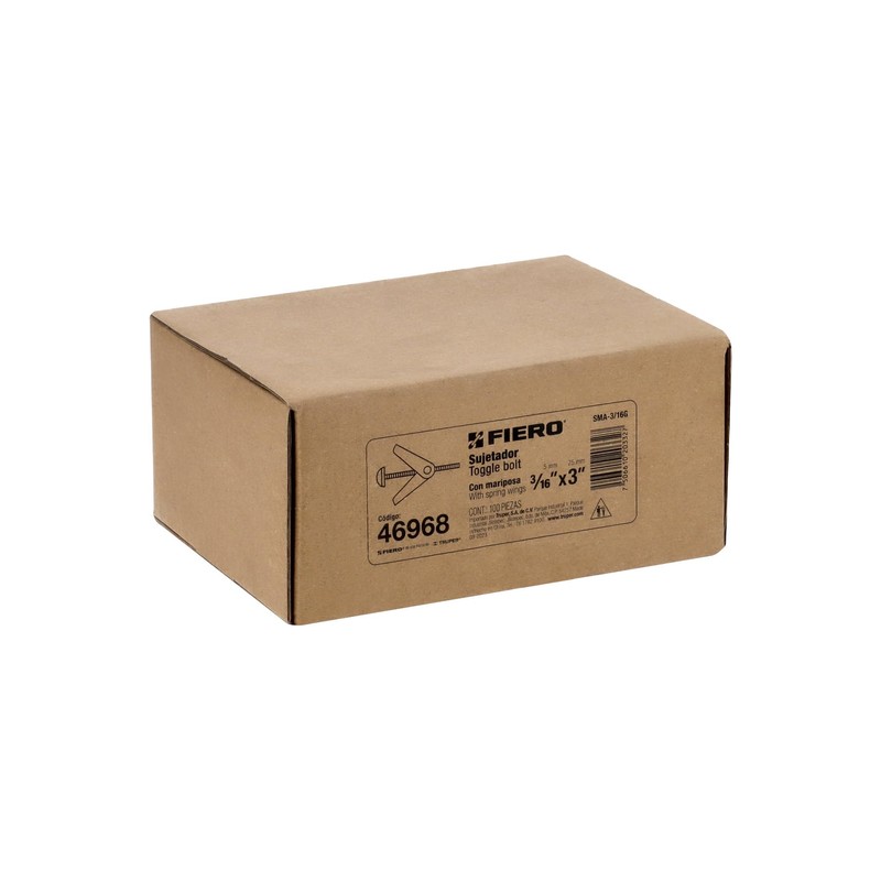 Fiero SMA-3/16G, Caja con 100 sujetadores tipo mariposa de 3/16"