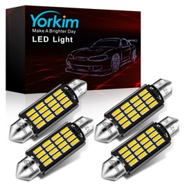 Yorkim Super Bright 578 LED Bulb White 41mm 42mm led Bulb Canbus Error Free 16-SMD 4014 Chipset, 212-2 Dome Light Map Light, 211-2 LED Interior Light, Watts:2W/bulb, Lumens:105LM/bulb,Pack of 4