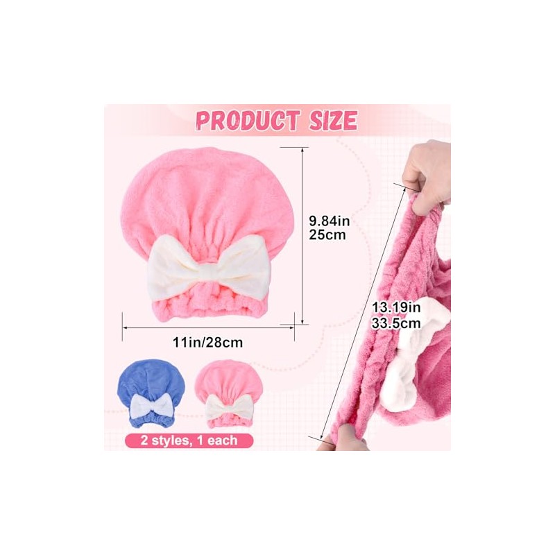2 toallas de pelo para mujer, gorras de microfibra suave