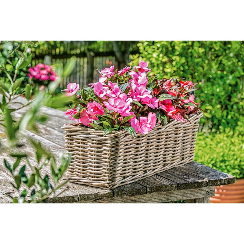 Dehner Rattan Planter, Approx. 30 x 15 x 15 cm,
