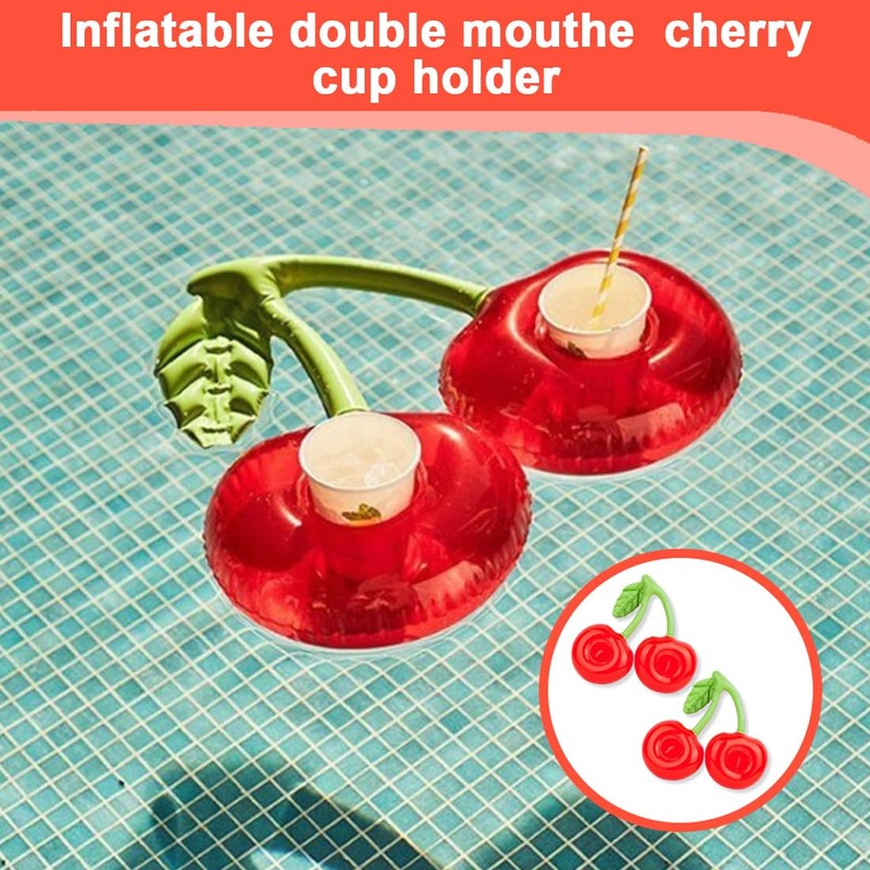 DLPRK Set of 2 Floating Cherry Swim Rings with Cup