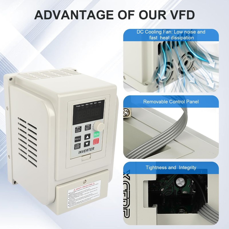 FAHKNS VFD 4KW 220V 6HP, Single Phase Input to Three