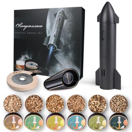 Cocktail Smoker Kit with Torch, 6 Flavors of Wood Chips for Old Fashioned Kit, Whisky Smoker Kit, Old Fashioned Drink Smoker Kit for Men Husband Father, Birthday, No Butane, Black