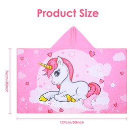 Decalsweet Pink Unicorn Hooded Towel for Kids,Soft Children's Bath Towel,Large Poncho Towel for Toddlers Girls Beach Swimming