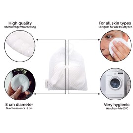 ZOLLNER24 Set of 10 Reusable Make-Up Pads Washable with Laundry Bag