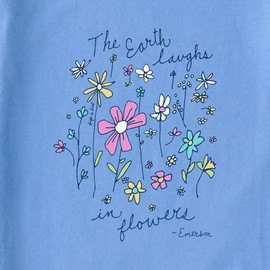 Life is Good Women's Earth Laughs in Wildflowers Short Sleeve Crusher Tee (Large, Cornflower Blue)