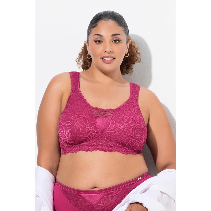 Ulla Popken Women's Lace Bralette Without Underwire Cup B-F Bra,