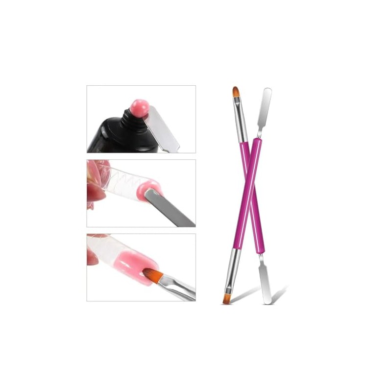 Nail Brushes, 2Pcs Nail Art Brushes, Dual-Ended Polygel Brush &