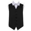 DQT Boys Plain Satin Formal Wedding Tuxedo Waistcoat Black 34"
