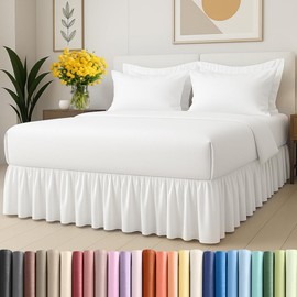 Bedskirt Full Size Ruffle - 12 inch Drop Dust Ruffle Bed Skirt with Platform - Ultra-Soft, Easy Fit, Premium Hotel Quality - Wrinkle, Fade & Shrink Resistant - for Women, Men, Kids and Teens - White