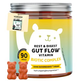 Rest & Digest - Probiotics Complex - Gut Flow Vitamin - Vitamin B6, Bacillus Coagulans, Bromelain, Inulin - 90 Pieces (3 Months) - Vegan, No Added Sugar - Bears with Benefits