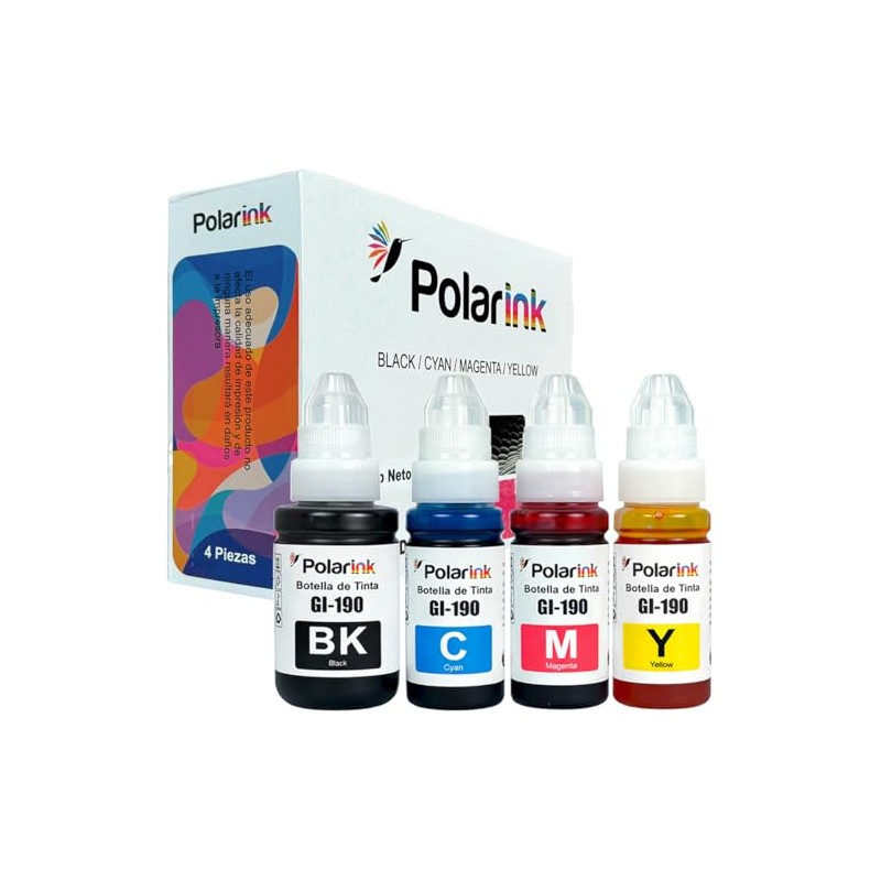 Kit 4 Tintas Compatibles con Canon Gi-190 G1100 G1110 G2100