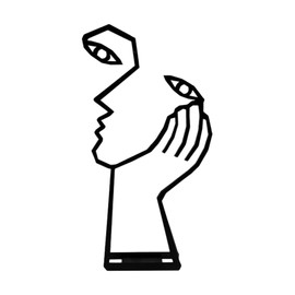 yuksok Thinker Statue, Abstract Decor, Decorative Art Design Face and Hand Statue Modern Sculpture for Living Room Counter, 22cmx10.5cm