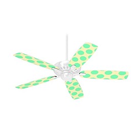 Kearas Polka Dots Green On Cream - Ceiling Fan Skin Kit fits most 42 inch fans (FAN and BLADES SOLD SEPARATELY)