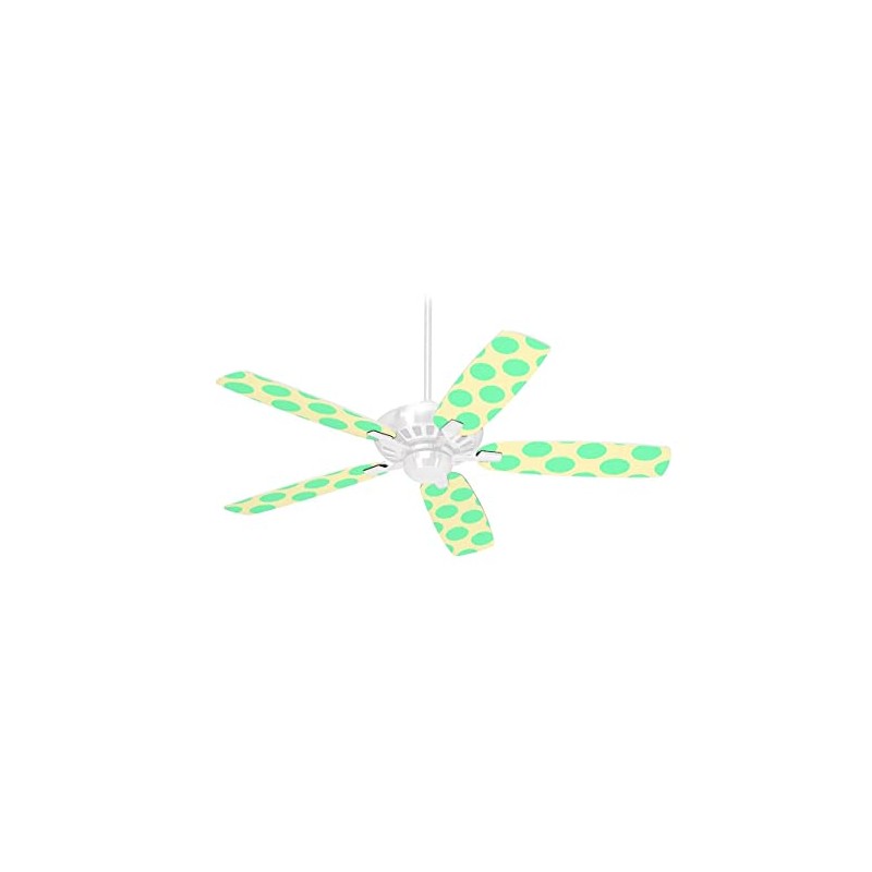 Kearas Polka Dots Green On Cream - Ceiling Fan Skin