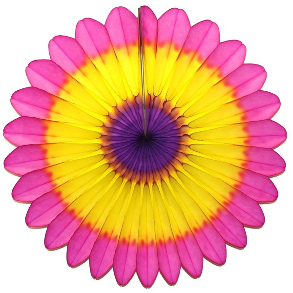 3-Pack 18 Inch Tissue Paper Fanburst Decoration (Easter - Cerise/Yellow/Purple)