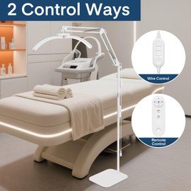 MYSWEETY Lash Light for Eyelash Tech 2 in 1, 2025 New Upgrad Cantilever Half Moon Light for Led Lash Lamp Extensions, Nail Tech, Tattoo Artists - Adjustable Long Swing Arm and Color Modes (White)