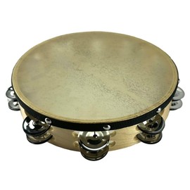 Zenison Traditional Wood 10" Head Double Row Tambourine 18 JinglesAdults Kids Percussion