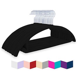 MIZGI Premium Velvet Hangers (Pack of 50) Heavyduty- Non Slip No Shoulder Bump Suit Hangers - Chrome Hooks,Space Saving Clothes Hangers,Rounded Hangers for Coat,Sweater,Jackets,Pants