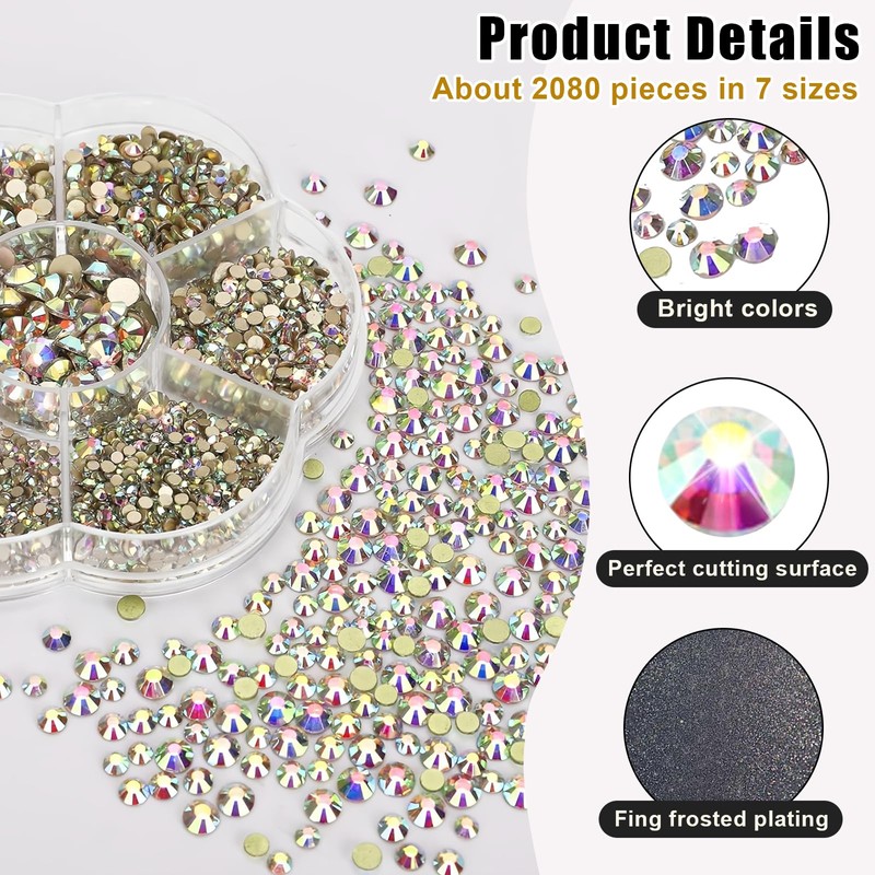 ChAusa Hotfix Rhinestone Gold Flatback Round Glass Crystal Rhinestones Mixed