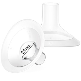 MompMuir Two-Piece 21 mm Flanges Breast Shields Compatible with Lansinoh/Medela/Spectra S1 S2 Breast Pumps, 21mm Medela Flange Shield, Lansinoh Flange Accessories, Spectra Flanges （Total 2PCS