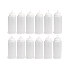 Soro Essentials- 32 oz. Wide Mouth Squeeze Bottles Clear Color Plastic Set of 12- Multipurpose Squirt Bottles for Ketchup Condiments BBQ Sauce Dressing Barbecue Grilling Crafts Syrup