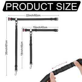 2 x TÜV-tested dog car belt with 1680D nylon and 3D shock absorber, certified safety belt for SUVs/motorhomes (80-150 cm adjustable, purchase-safe edge) - for all breeds up to 60 kg