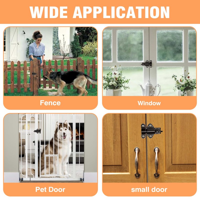 Automatic Locking Door Bolt, Pack of 2 Spring Deadbolt Lock,