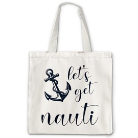 OTOUO Nautical Coastal Tote Bag - Let’s Get Nauti Beach Canvas Tote Bag, Navy Nautical Beach Themed Gifts for Men Women