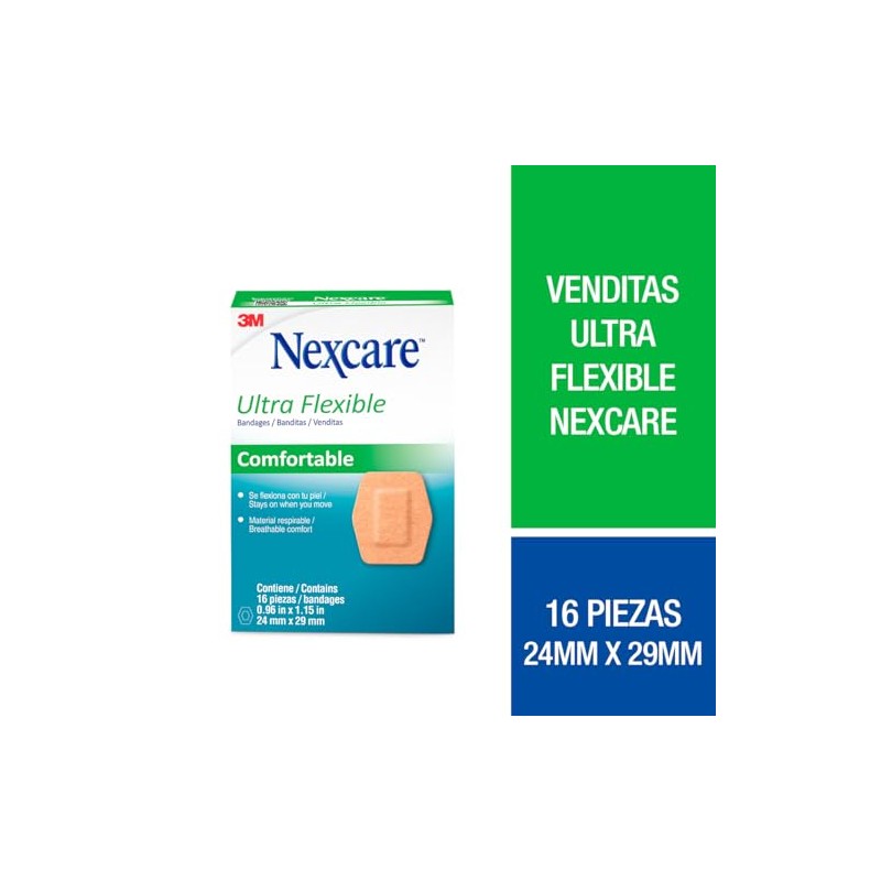 3M Nexcare, Venditas Ultraflexibles Mini, 24mm x 29mm, Color Beige,