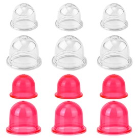 Tinoaly 12pcs Primer Bulb Pump for Walbro Zama, 2 Sizes Carburetor Primer Bulbs Replacements Priming Bulb Parts Accessories for Small Engines Chainsaw Trimmer Blower Weedeater Fuel (Red, Clear)