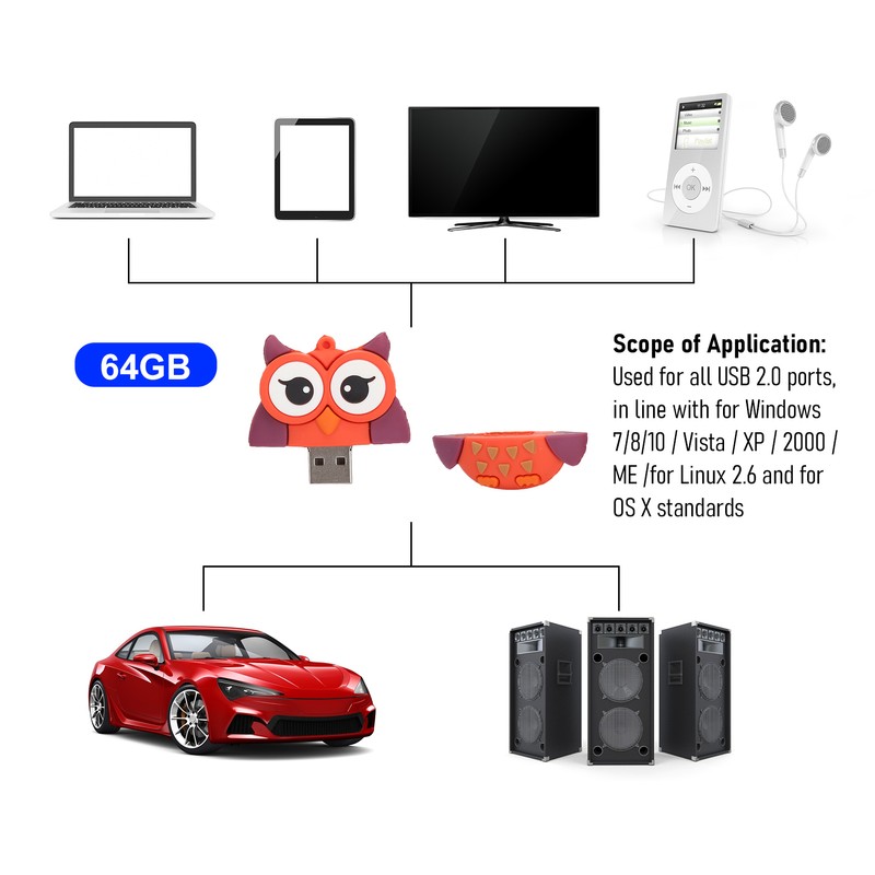 USB Flash Drive 2.0 Cartoon Memory Stick for Windows 7/8/10