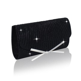 EJJUOO Shiny Sequin Envelope Clutch Evening Bag Glitter Evening Bag Evening Bag with Chain for Wedding Formal Cocktail Party (hei-zhezhou)
