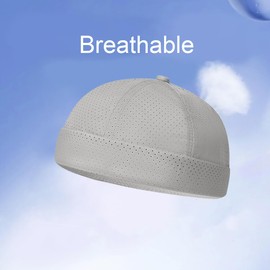 YAMEE Docker Cap Men's Summer Mesh Lightweight Breathable Sailor Hat Unisex Waterproof Docker Hat Men's Soft Adjustable Beanie Hat Men's Casual Brimless Hats Stylish Harbour Hat, lightgrey, Unit size