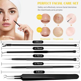 Blackhead Remover Comedone Squeezer Set, elloLife Blackhead Remover with Stainless Steel Box, Acne Whiteheads Blackhead Remover Kit for All Skin Types