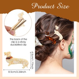 2 Pcs Dachshund Hair Clips, Cute Dog Hair Claw Clips Cellulose Acetate Hair Accessories Dachshund Gifts for Women and Girls Dog Claw Clips for All Hair Types Daily Use and Special Occasions(Beige)