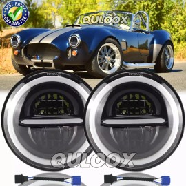 QULOOX for AC Shelby Cobra 1962-1973 2Pcs 7 inch Round LED Headlights DRL High+Low Beam
