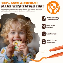 Edible Markers for Cookies Decorating – Jewem Food Coloring Pens, 12 Pack Dual Tip Edible Markers with 0.5mm Ultra Fine Tip, Cookie Supplies & Decorating Kit for Cakes and Treats, 10 Colors, Food Safe Markers