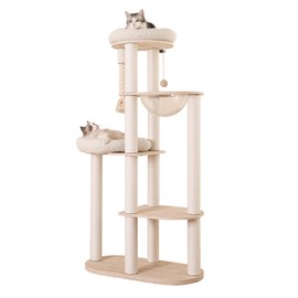 59" Modern Cat Tree Multi-Level Large Cat Tower Heavy Duty Cat Tree with Hammock,Cotton Scratching Post and Washable Cushions