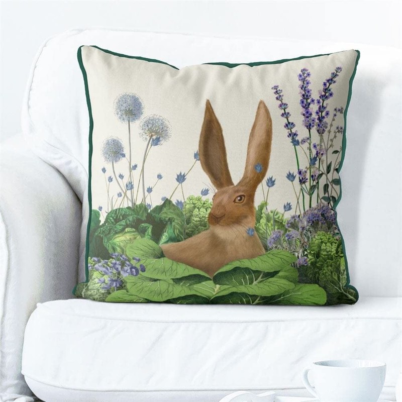 Kelly Stevens-McLaughlan, Rabbit in a Cabbage Patch # 5 Cushion