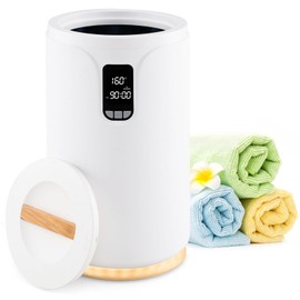 Giantex Towel Warmer Bucket for Bathroom, 20L Large Blanket Warmer with 0.5-24H Delay Timer, 30/60/90 Mins Heating Time & LED Light, Luxury Hot Towel Heater for Two 45" x 70" Oversized Towels, Bathrob