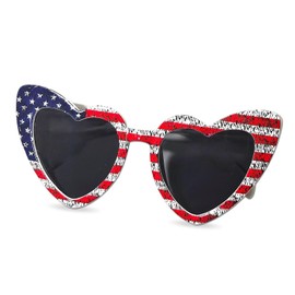 Usitty Fourth of July Sunglasses for Women - American Flag Heart Sunglasses Polarized Patriotic USA Glasses for 4th of July Accessories USA Flag Classic Patriot Independence Day Party Favor