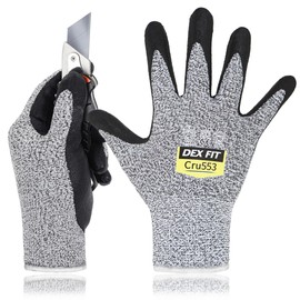 DEX FIT Level 5 Cut Resistant Gloves Cru553, 3D-Comfort Fit, Firm Grip, Thin & Lightweight, Touch-Screen Compatible, Durable, Breathable & Cool, Machine Washable; Grey S (7) 3 Pairs