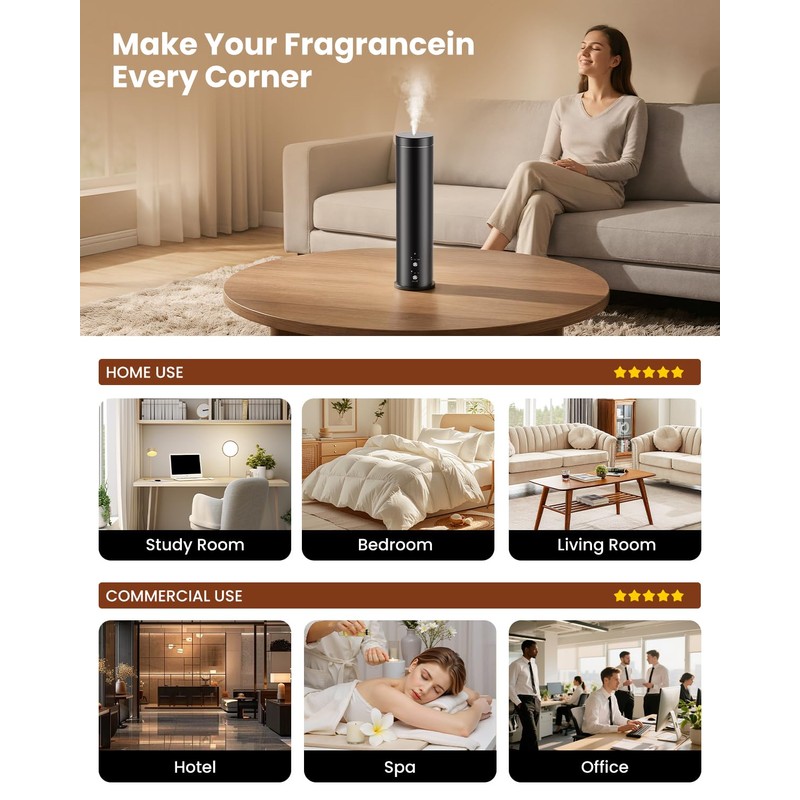 WEKELL Waterless Essential Oil Diffuser for Large Room, 1000 Sq