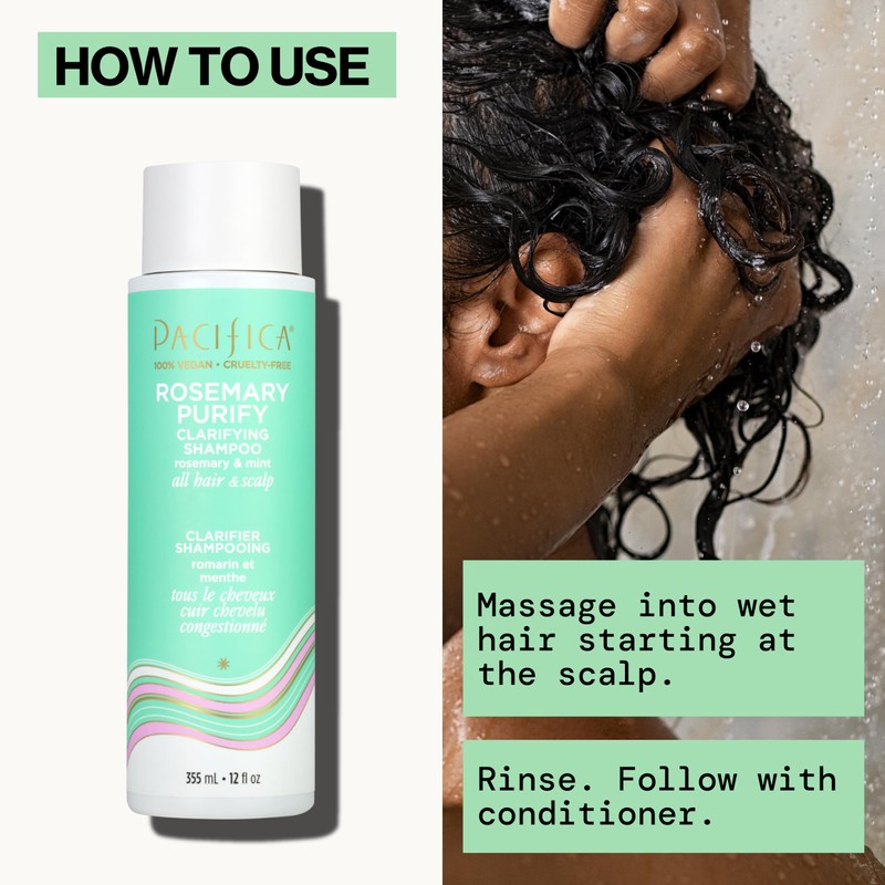 Pacifica Clarifying Shampoo – Rosemary Purify Invigorating Shampoo w/Soothing Mint